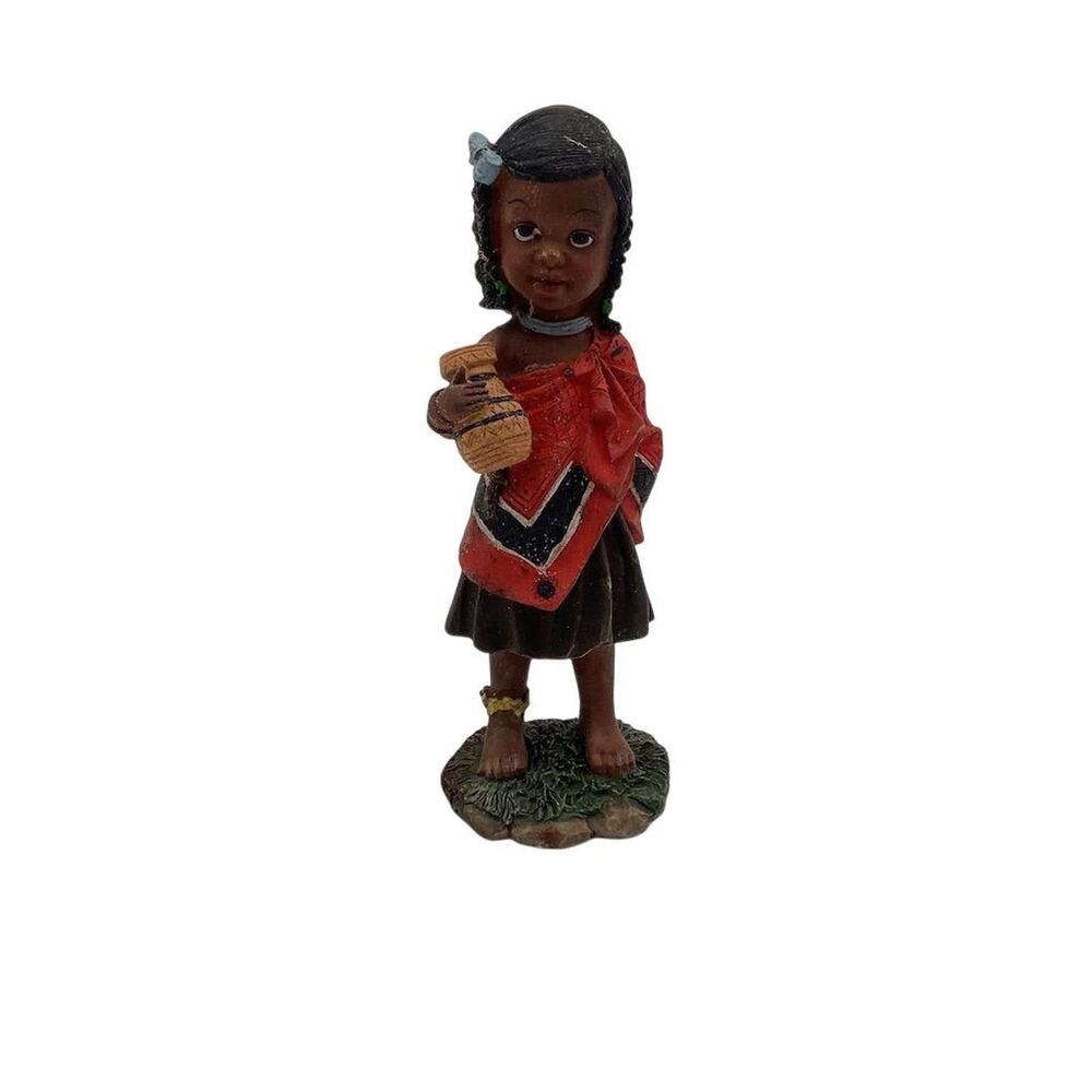 Traditional African Girl Figurine 7.5”Hand-Painted